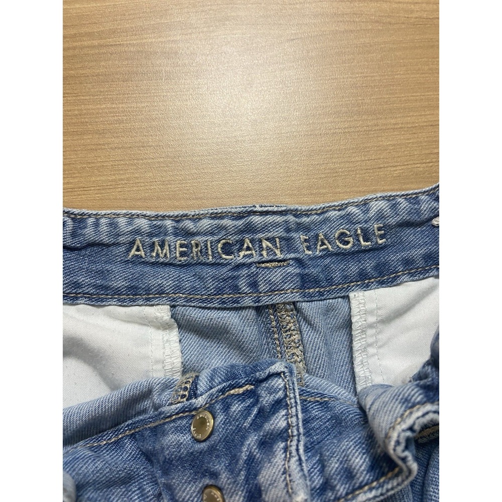 American Eagle Jean Mom Shorts Womens 10 High Rise Denim Relaxed Pleated Casual - Picture 3 of 11